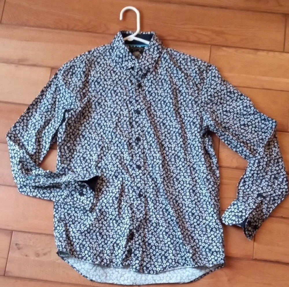 English Laundry Black and White Floral Shirt Long Sleeve Floral